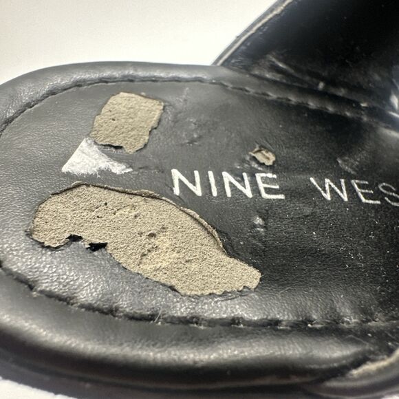 NINE WEST  Black Ankled Strap Healed Sandals Size 5 1/2 Buckle - Picture 14 of 16